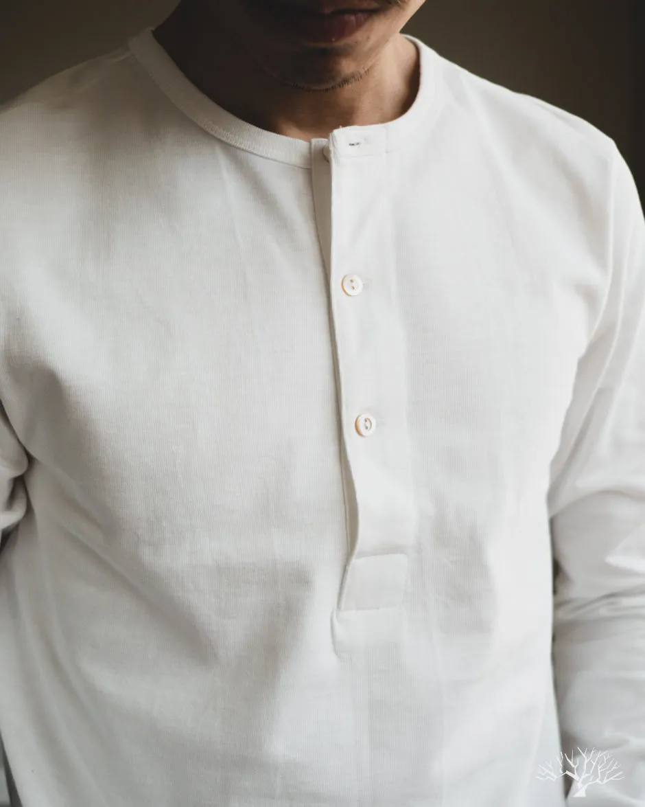 206 Long Sleeve Henley - White