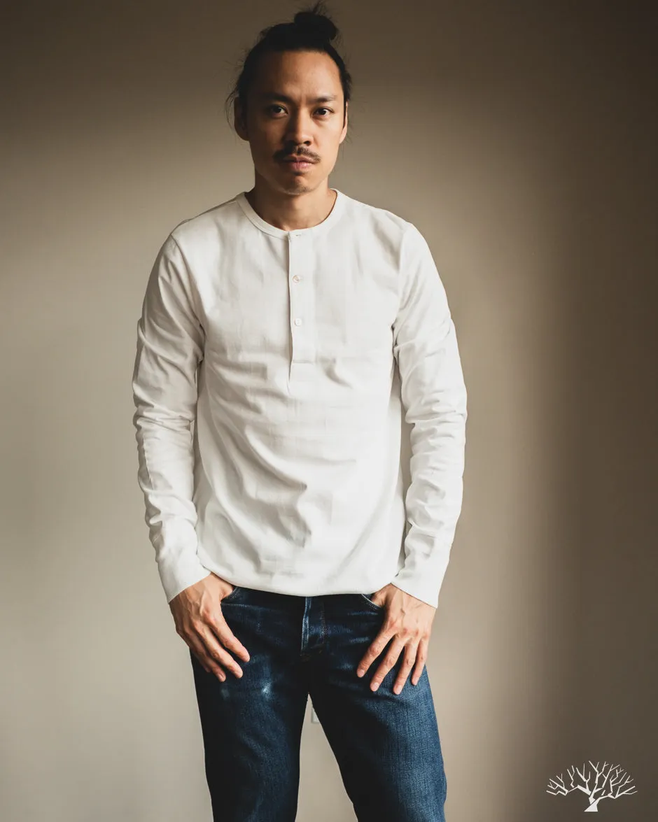 206 Long Sleeve Henley - White