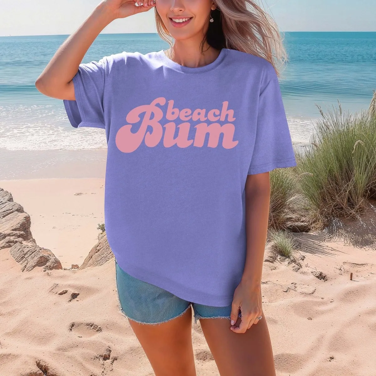 Beach Bum Pink Comfort Color Tee
