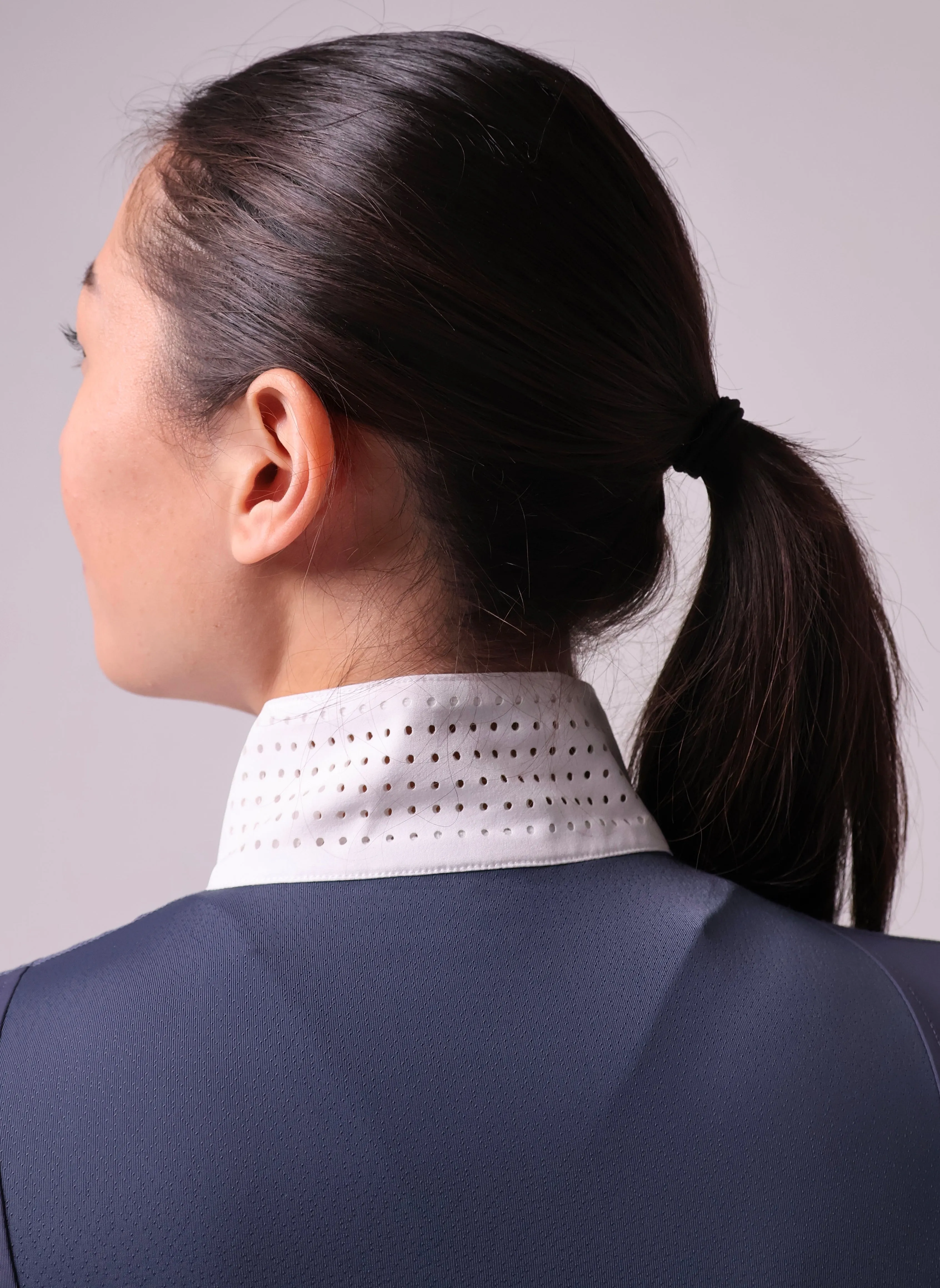 Bib Show Shirt- Cadet Grey Blue / White-  Long Sleeve