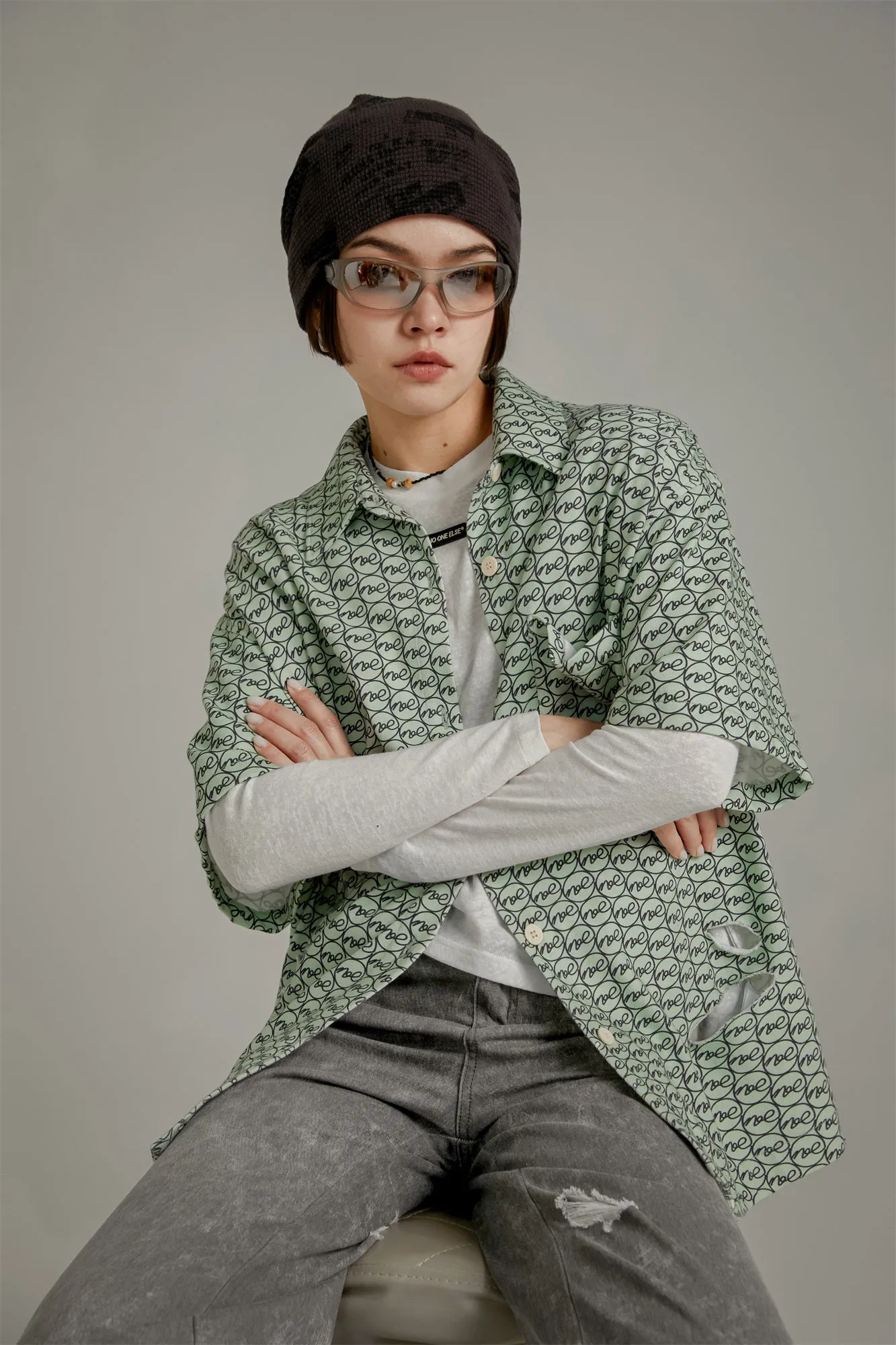 Distressed Noe Loose Fit Short Sleeve Shirt