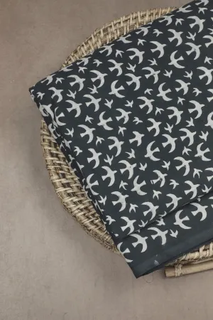 Dull Grey Sanganeri Cotton Fabric - 0.5m