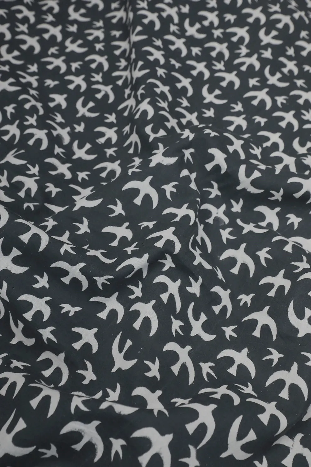 Dull Grey Sanganeri Cotton Fabric - 0.5m