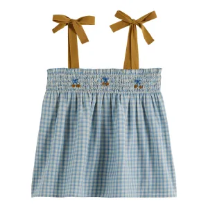 Emile et Ida Top Smocke Vichy Bleu Faience