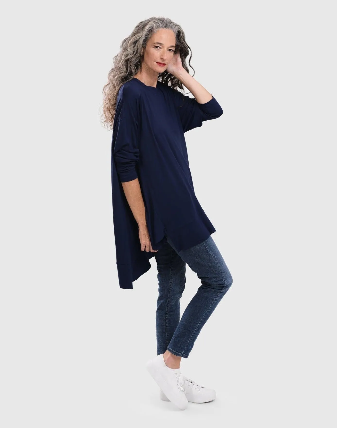 Essential Oversized Trapeze Top, Navy