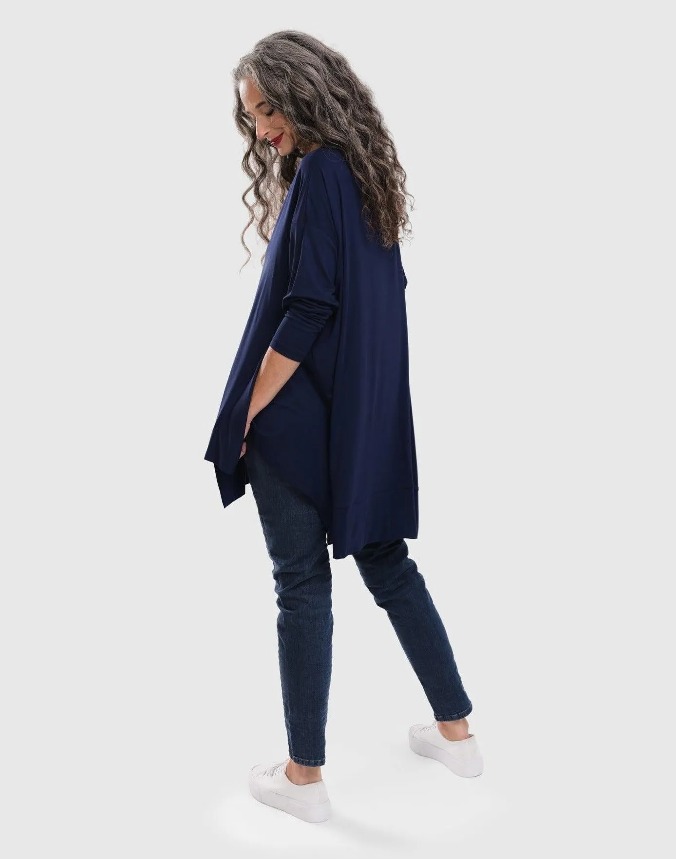 Essential Oversized Trapeze Top, Navy