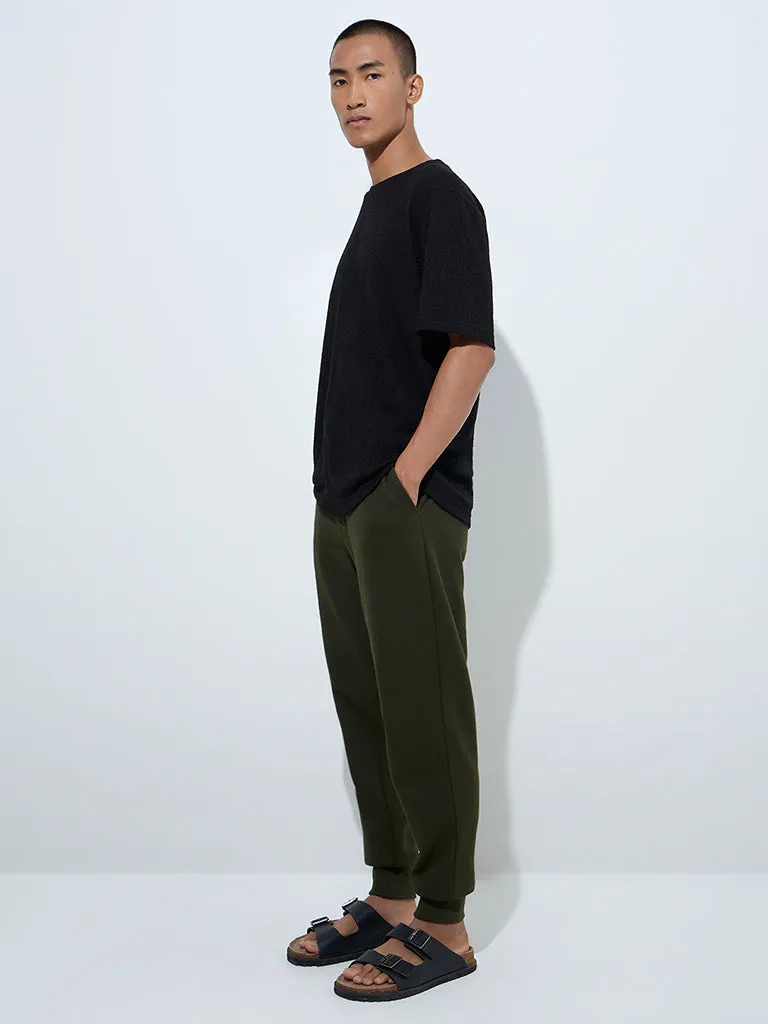 ETA Black Knit-Textured Relaxed-Fit T-Shirt