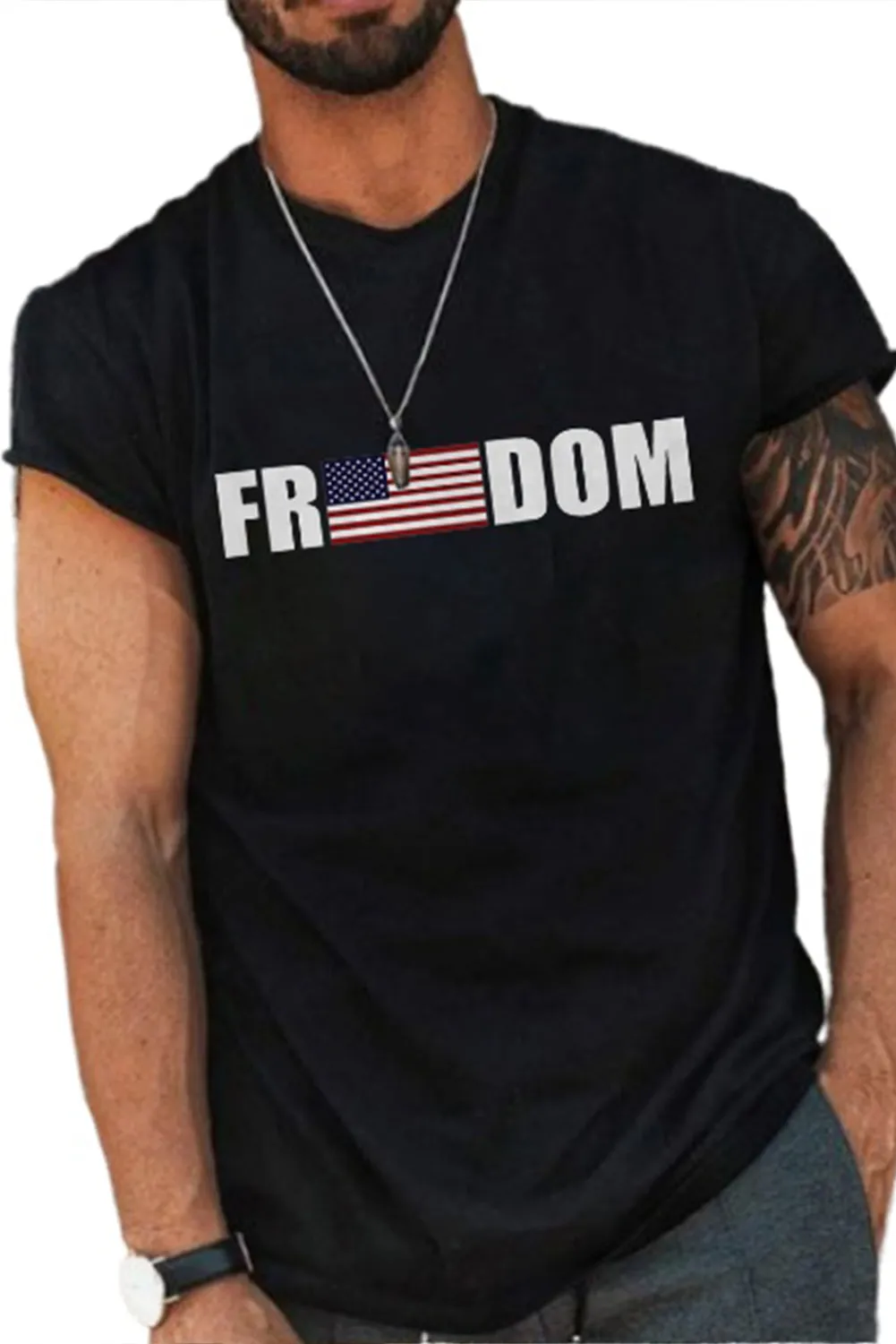 Freedom American Flag Graphic Mens Tee
