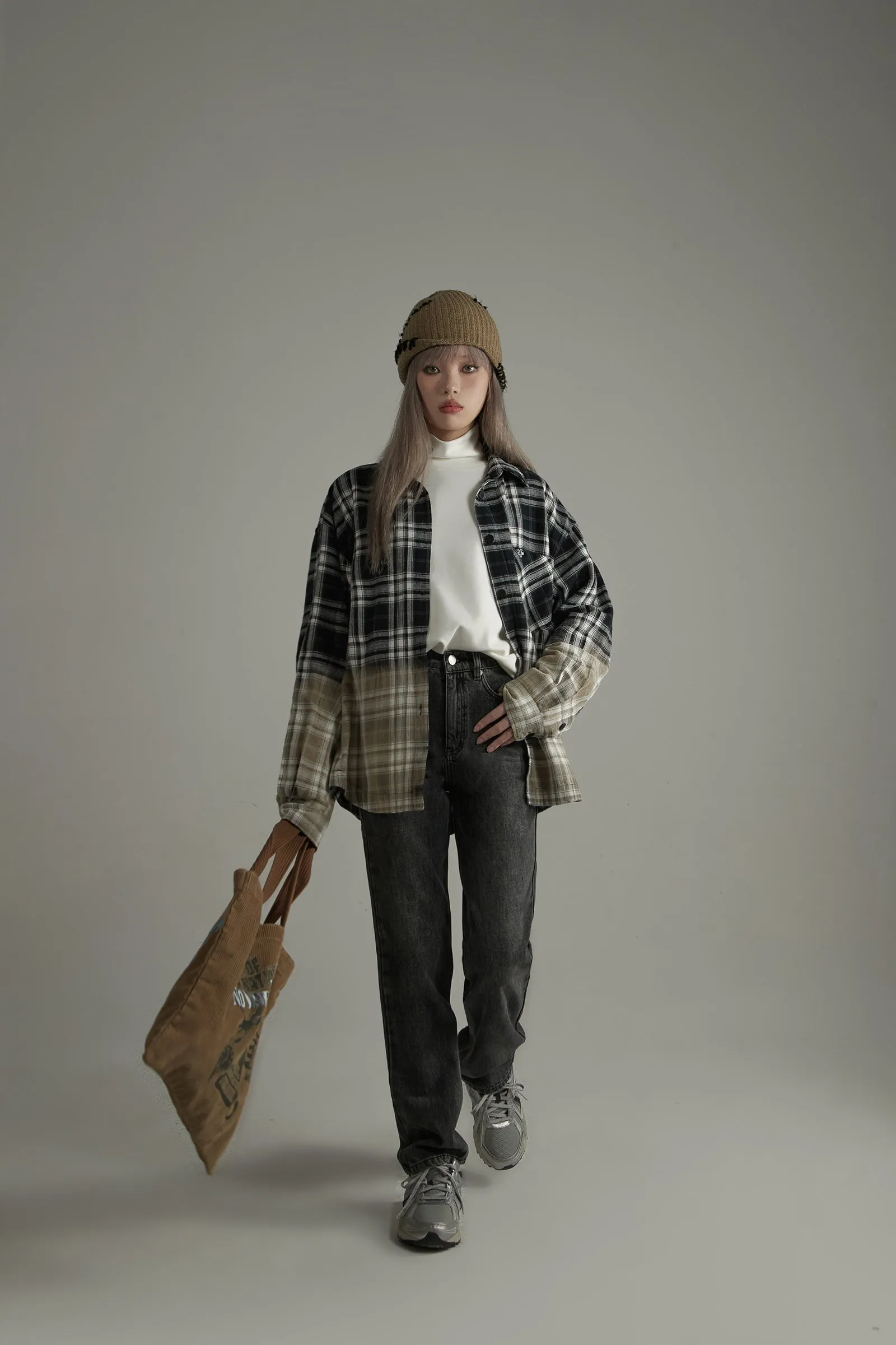 Gradient Check Loose Fit Shirt
