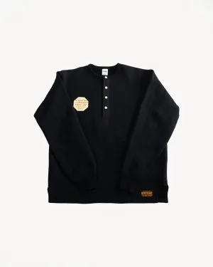 IHTL-2401-BLK - 11oz Henley Long Sleeved Sweater - Black