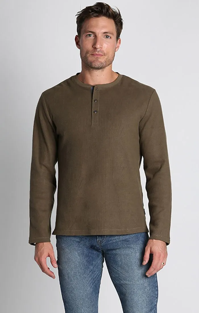 Jachs NY Brushed Waffle Long-Sleeve Henley