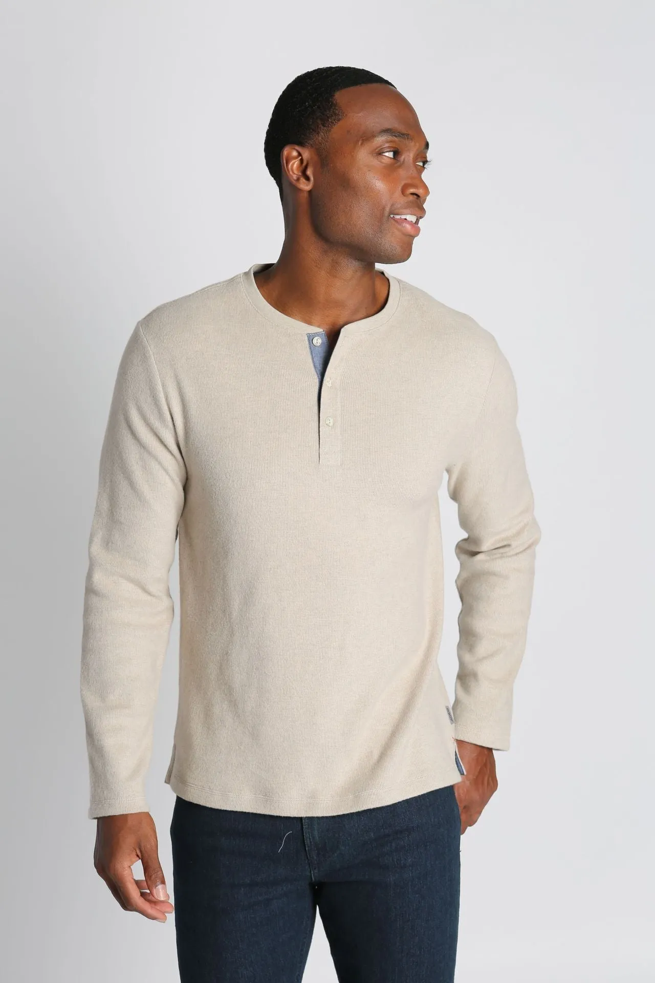 Jachs NY Brushed Waffle Long-Sleeve Henley