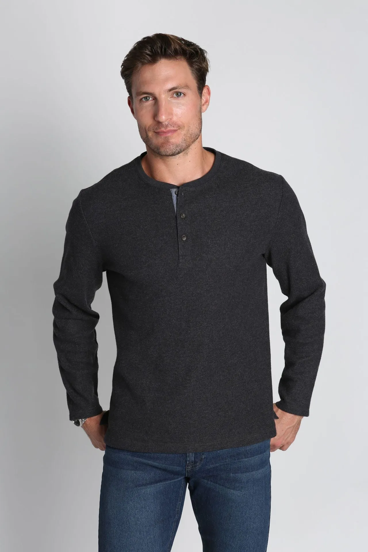 Jachs NY Brushed Waffle Long-Sleeve Henley