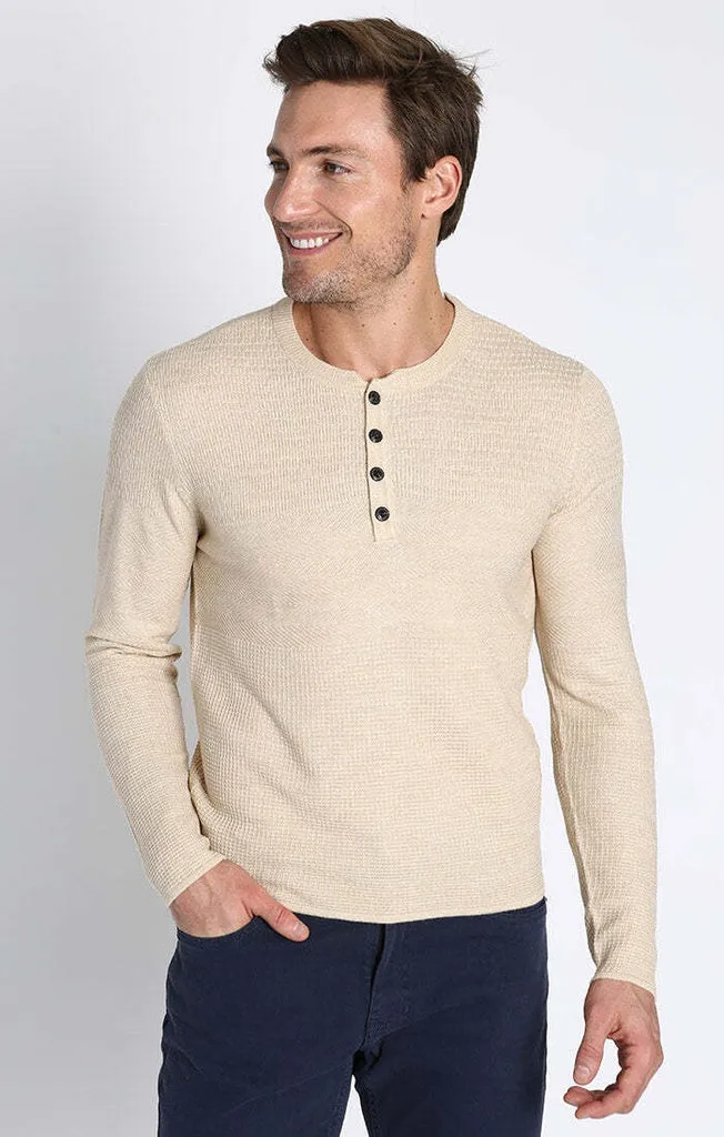 JACHS NY Mixed Stitch Waffle Sweater Henley
