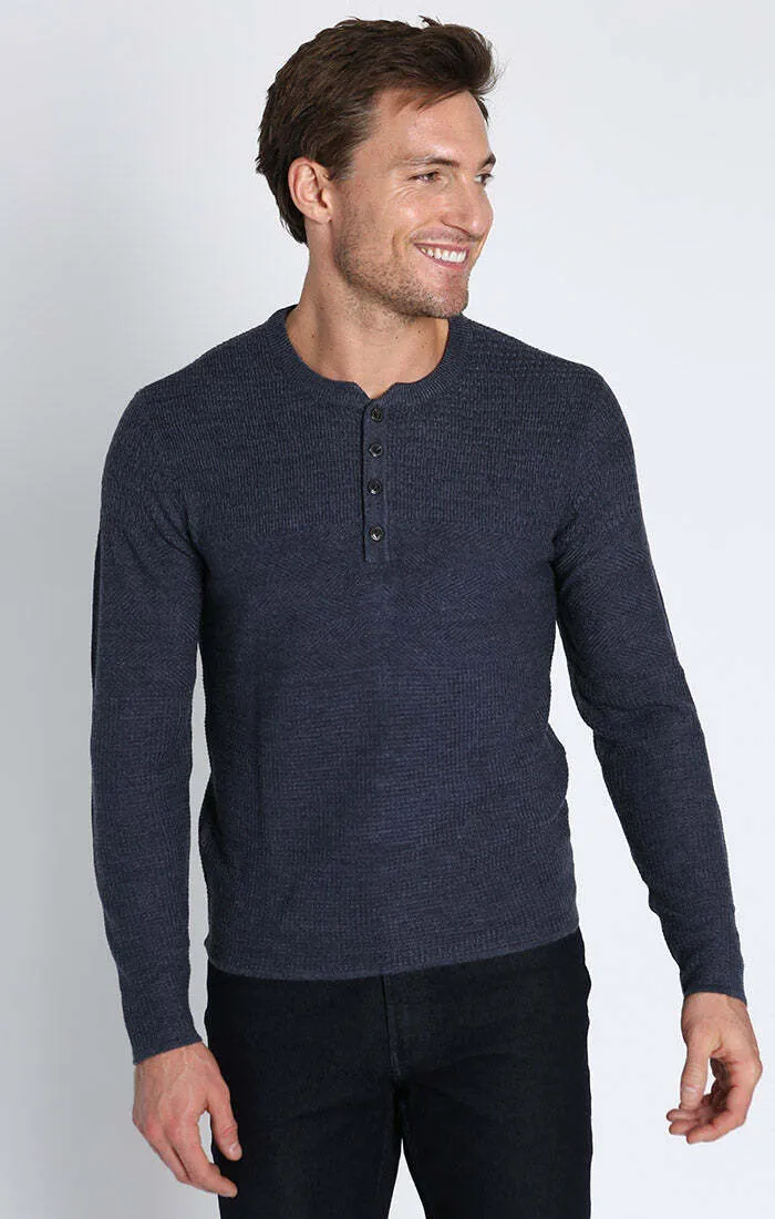 JACHS NY Mixed Stitch Waffle Sweater Henley