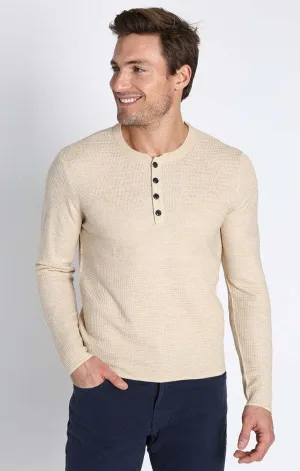 JACHS NY Mixed Stitch Waffle Sweater Henley