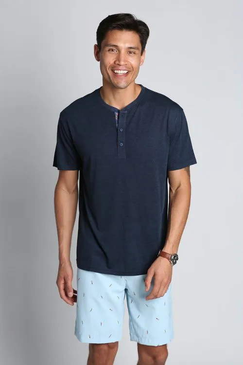 Jachs NY Poly/Viscose Jersey Short-Sleeve Henley