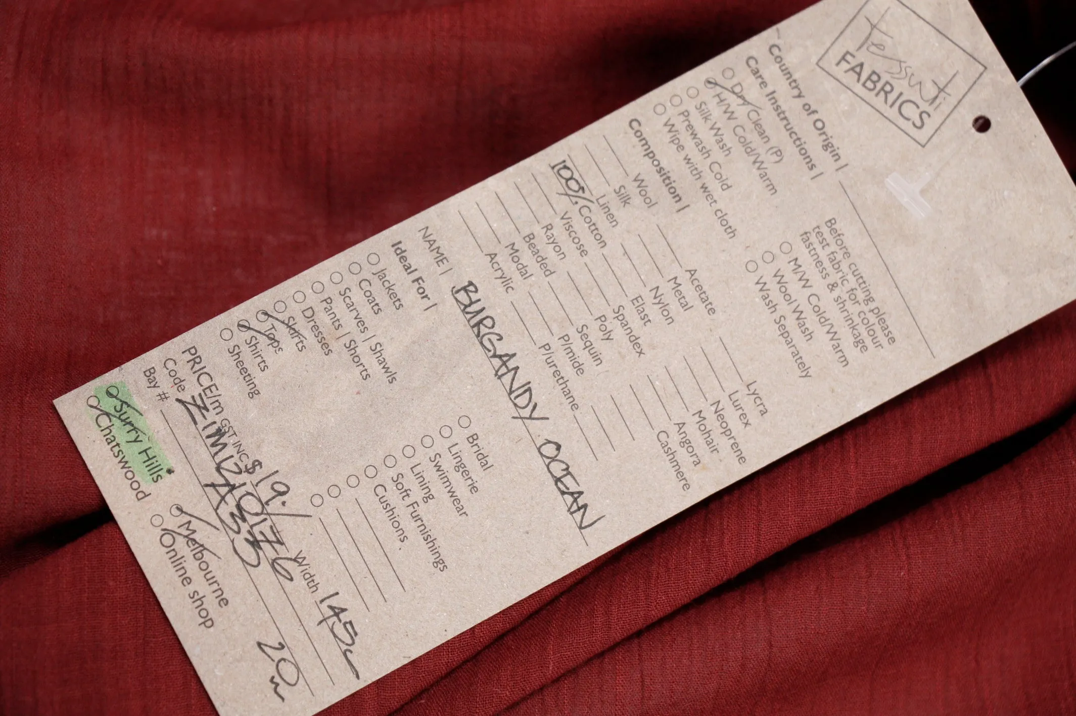 Last Chance of Burgundy Ocean Cotton Gauze