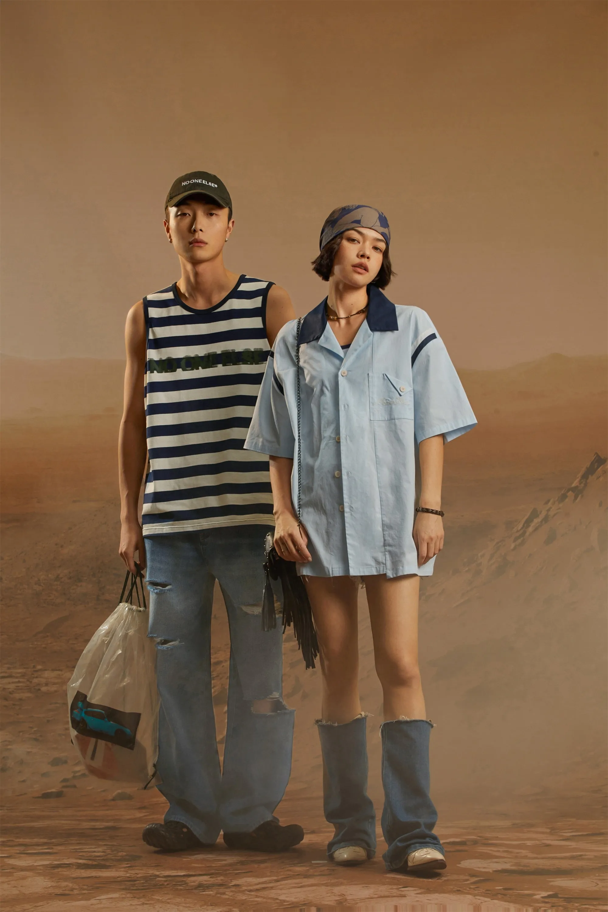 Line Color Matching Loose Fit Shirt