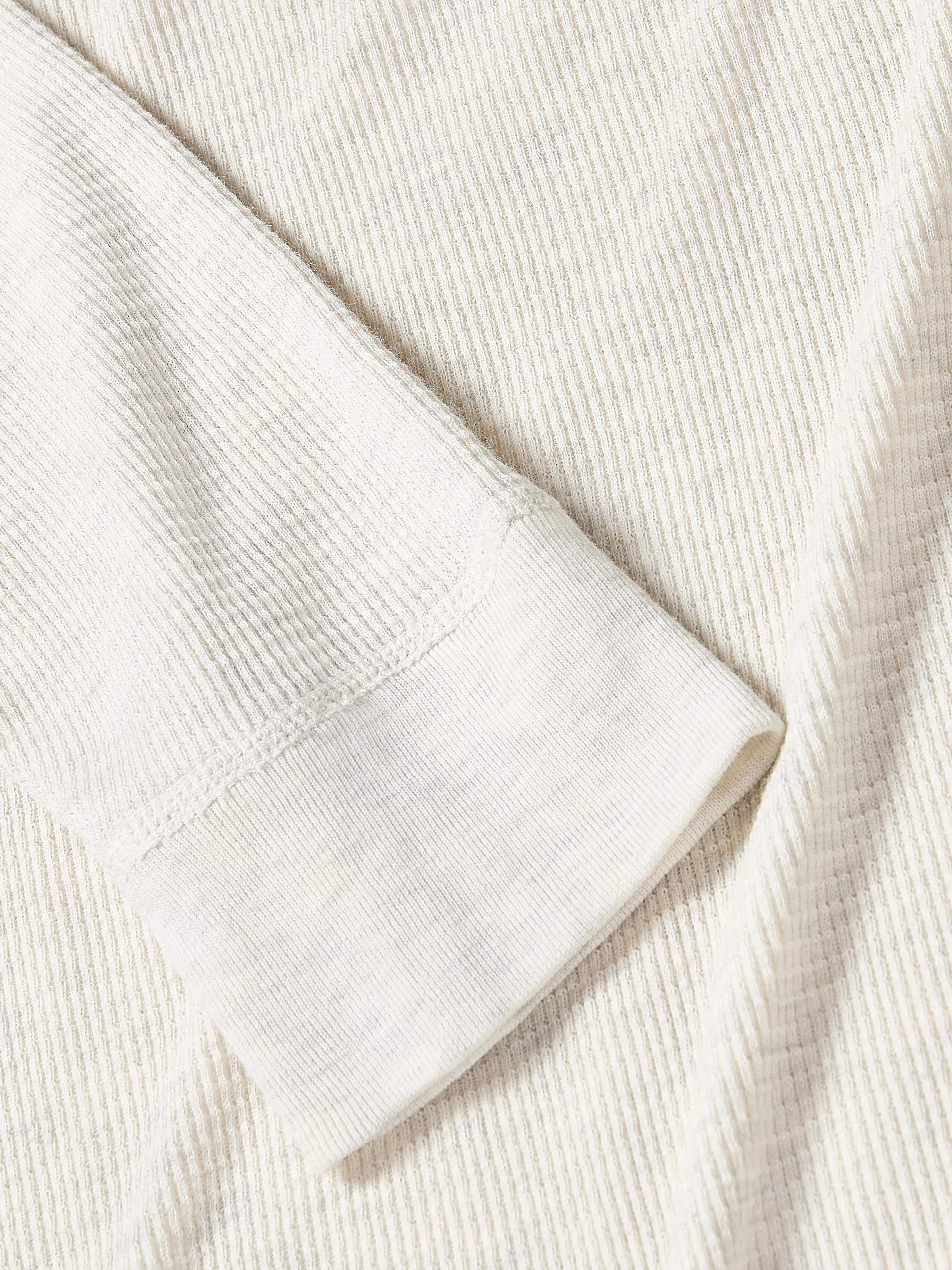 Long-Sleeve Cloud Waffle Crew - Ivory Heather