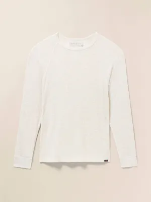Long-Sleeve Cloud Waffle Crew - Ivory Heather