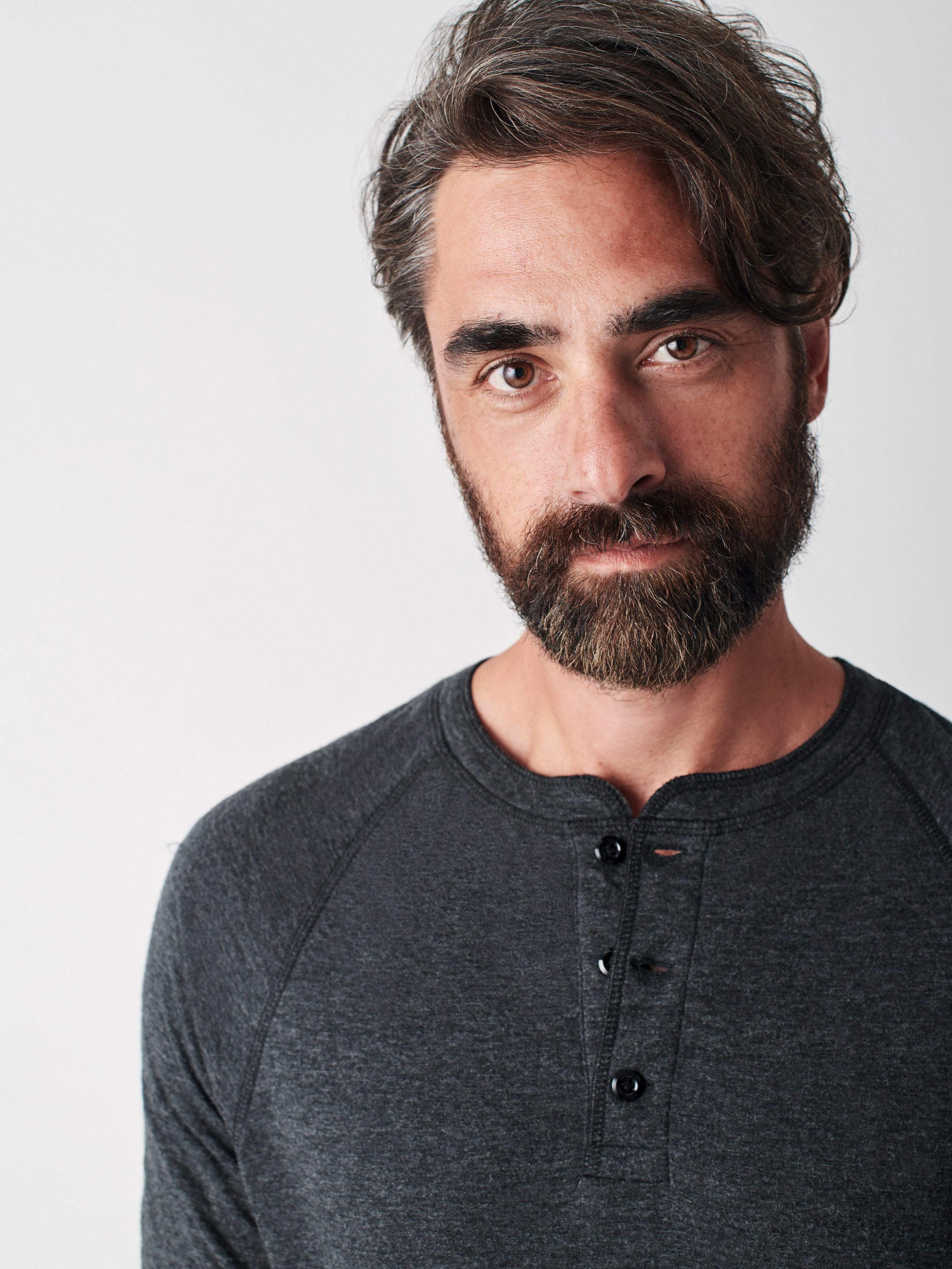 Long-Sleeve Newport Cloud Henley (Tall) - Charcoal