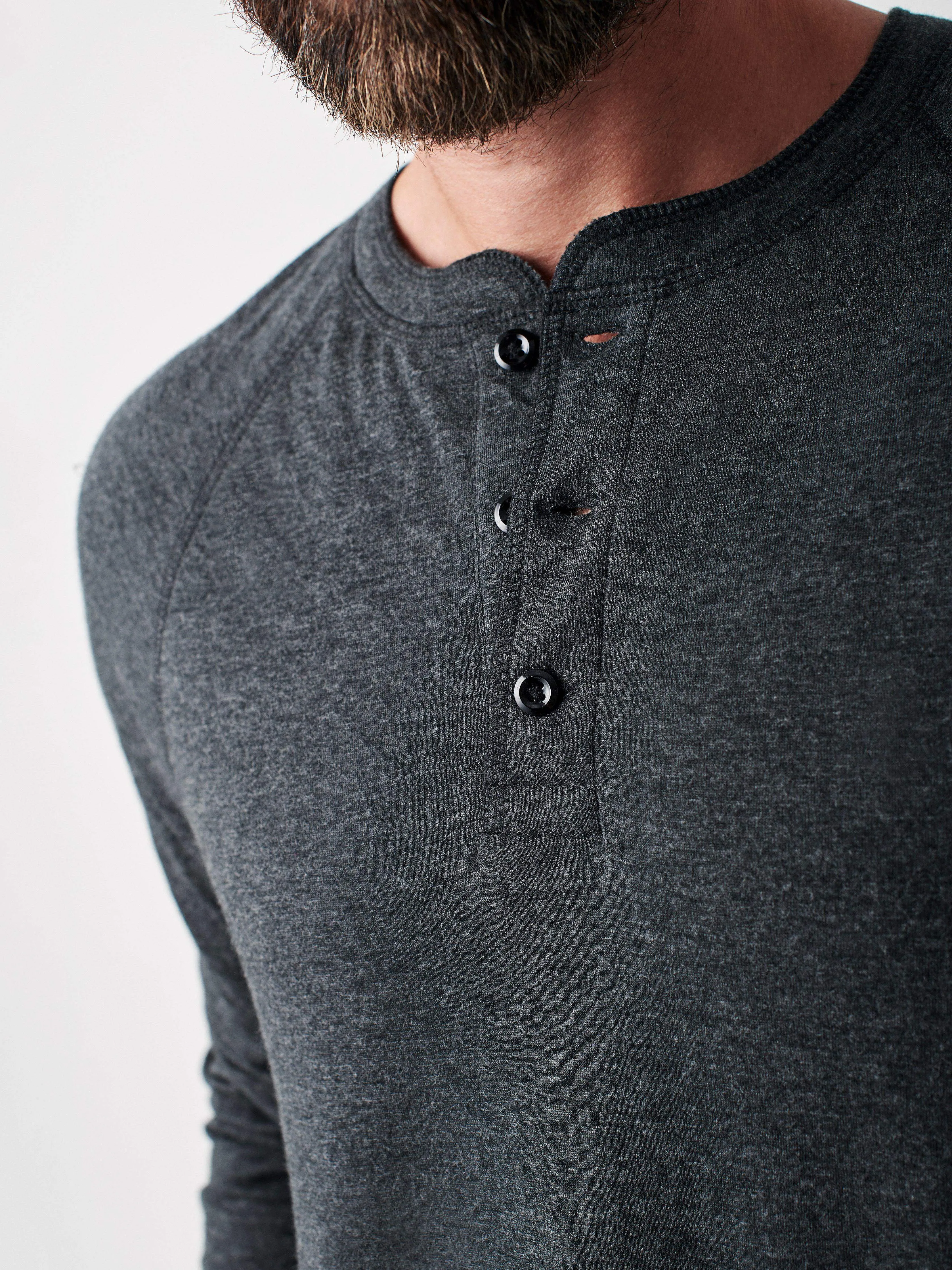 Long-Sleeve Newport Cloud Henley (Tall) - Charcoal