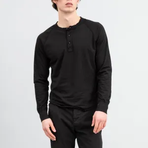 L/S Supima Cotton Henley (Black)