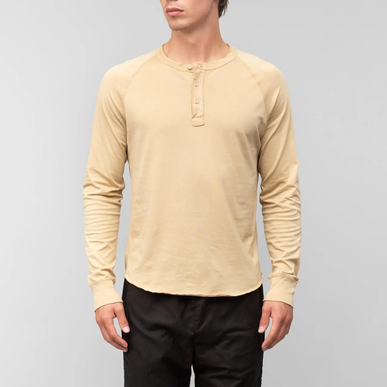 L/S Supima Cotton Henley (Wheat)