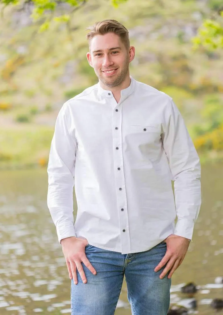 Men's Comfort Cotton Grandfather Shirt | Optic White