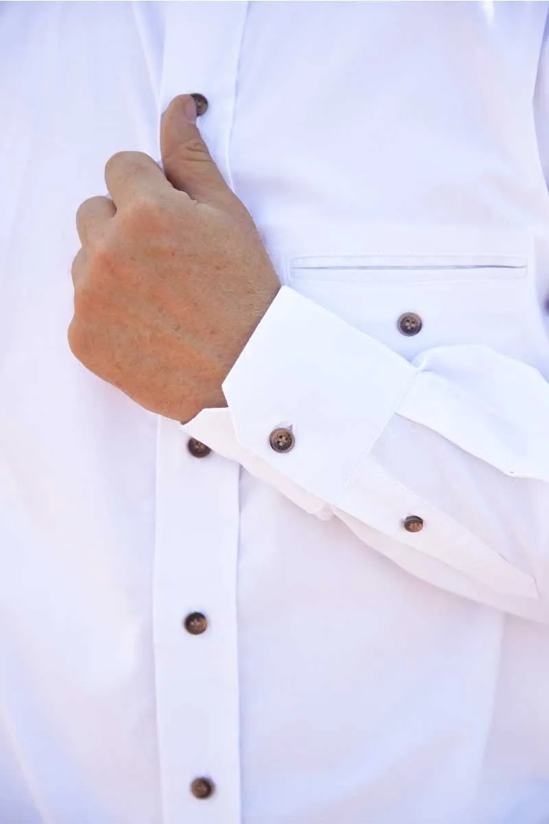 Men's Comfort Cotton Grandfather Shirt | Optic White