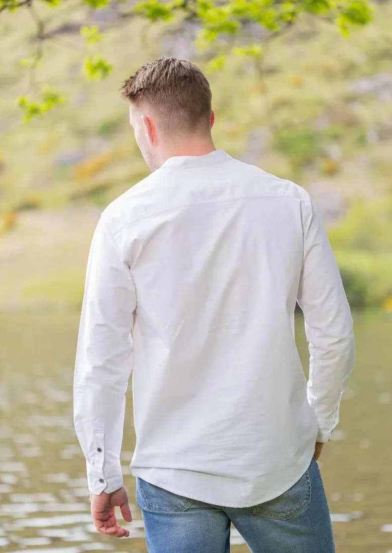 Men's Comfort Cotton Grandfather Shirt | Optic White
