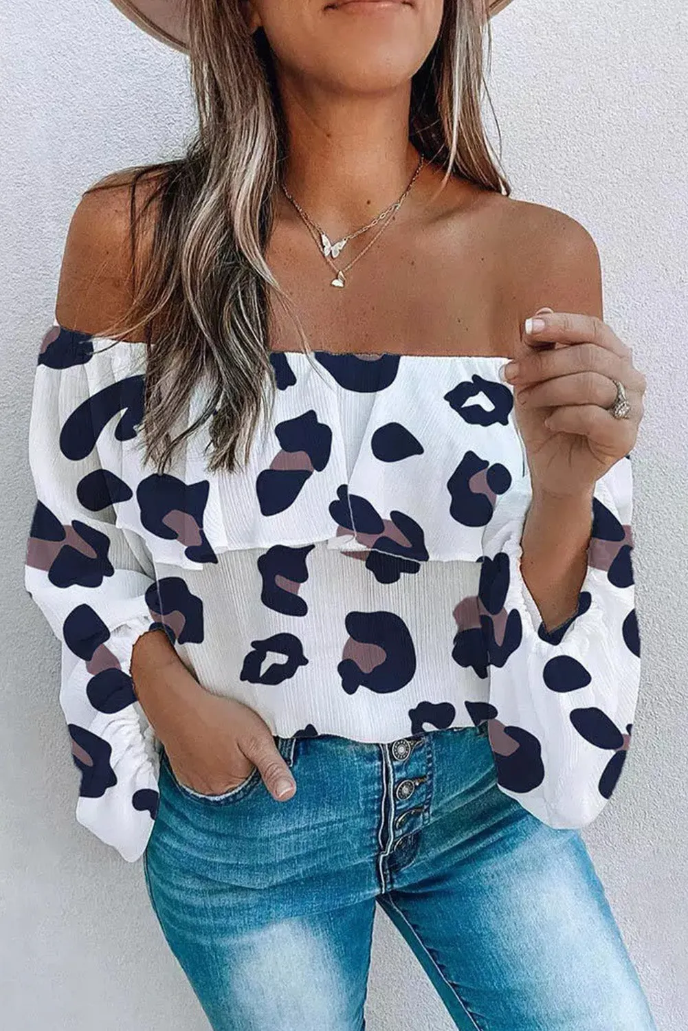 Off Shoulder Long Sleeve Blouse