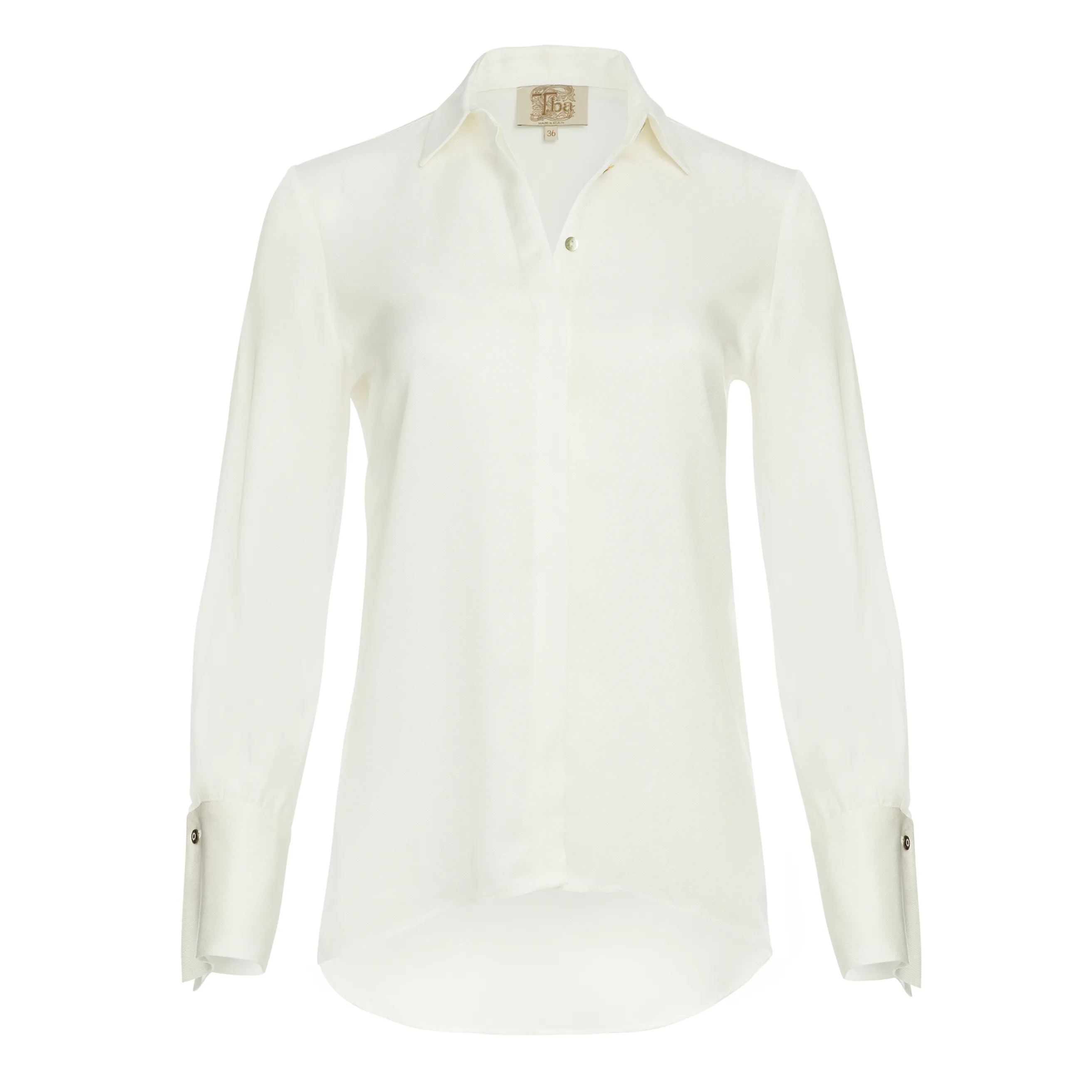 Rania French Cuff Blouse - White