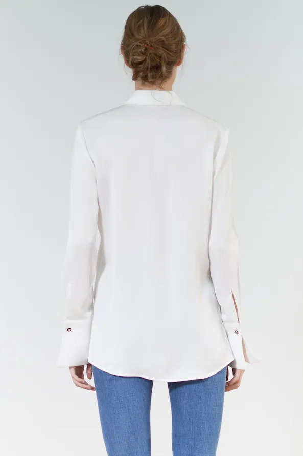 Rania French Cuff Blouse - White