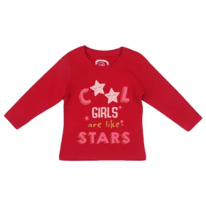 REDTAG Girl's Burgundy Casual T-Shirts