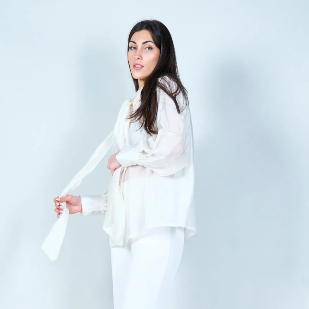 Sophisticated bow tie blouse wholesale