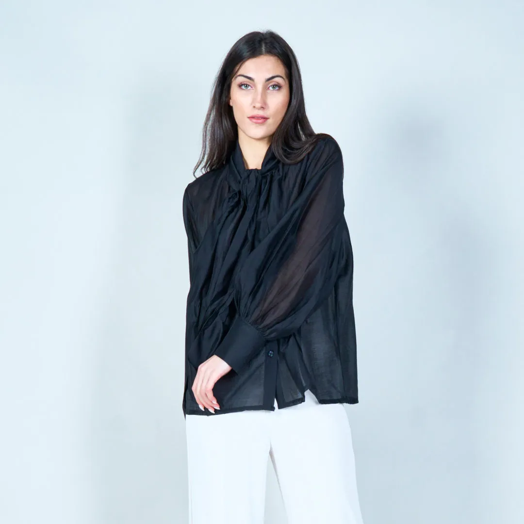 Sophisticated bow tie blouse wholesale