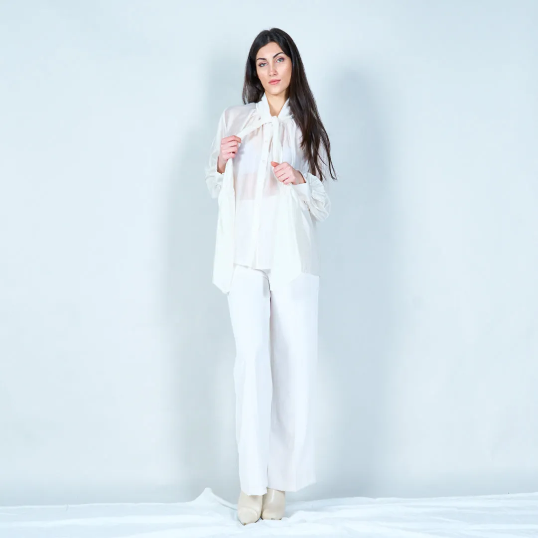 Sophisticated bow tie blouse wholesale