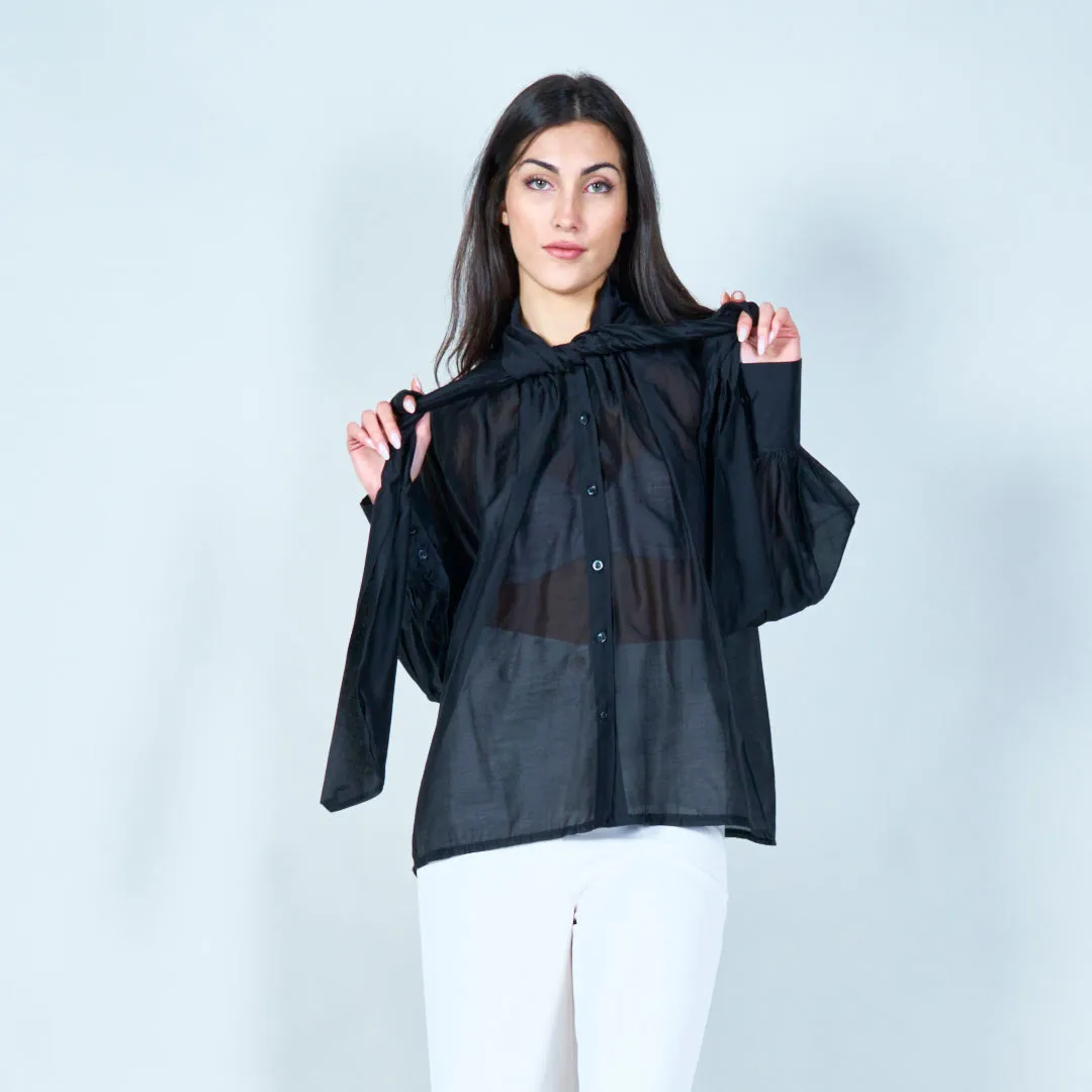 Sophisticated bow tie blouse wholesale