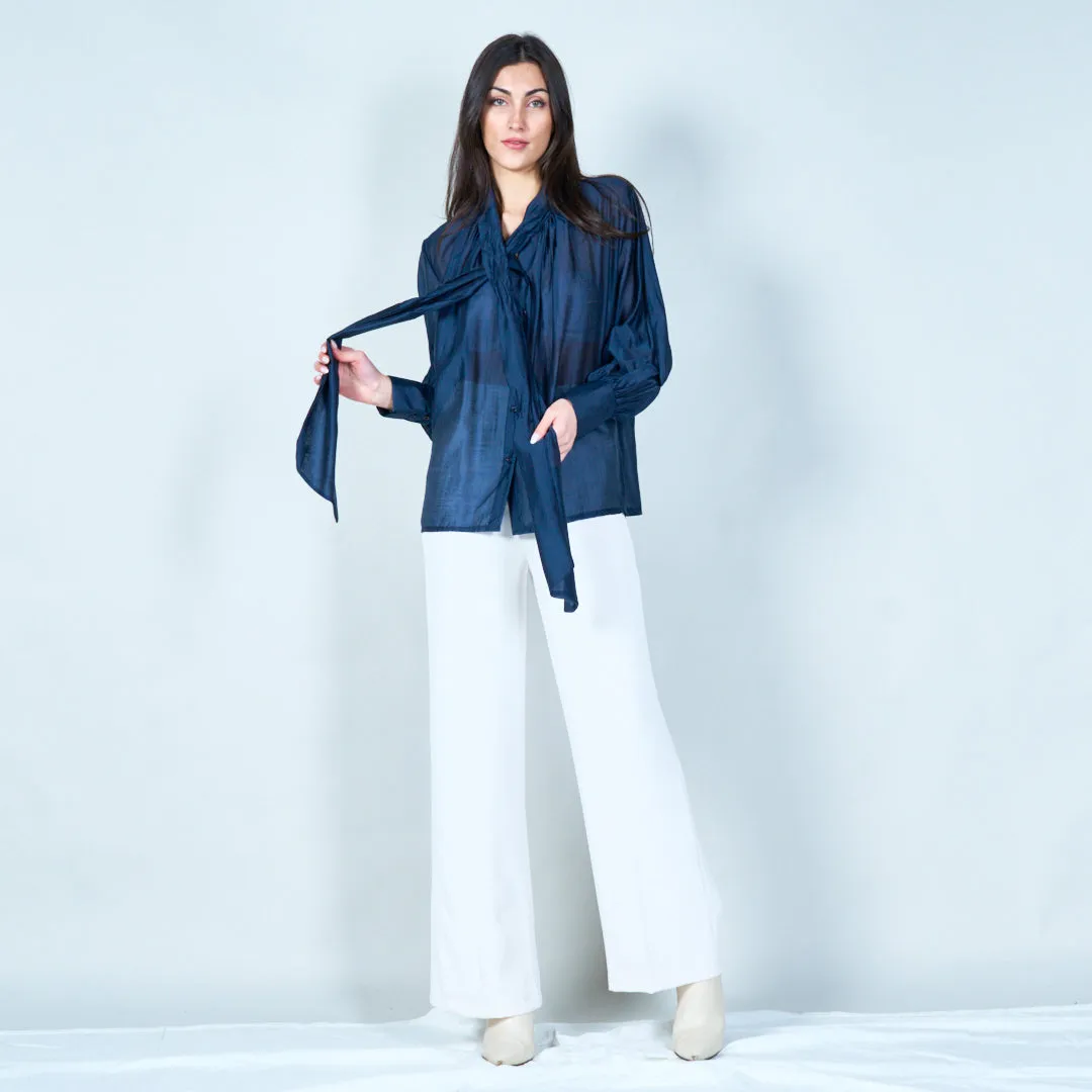 Sophisticated bow tie blouse wholesale