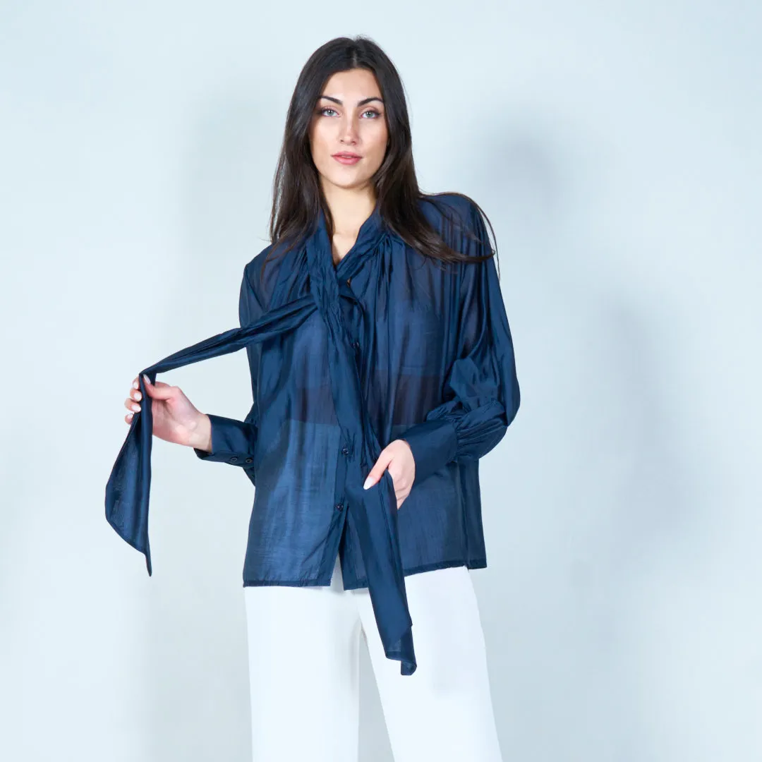 Sophisticated bow tie blouse wholesale