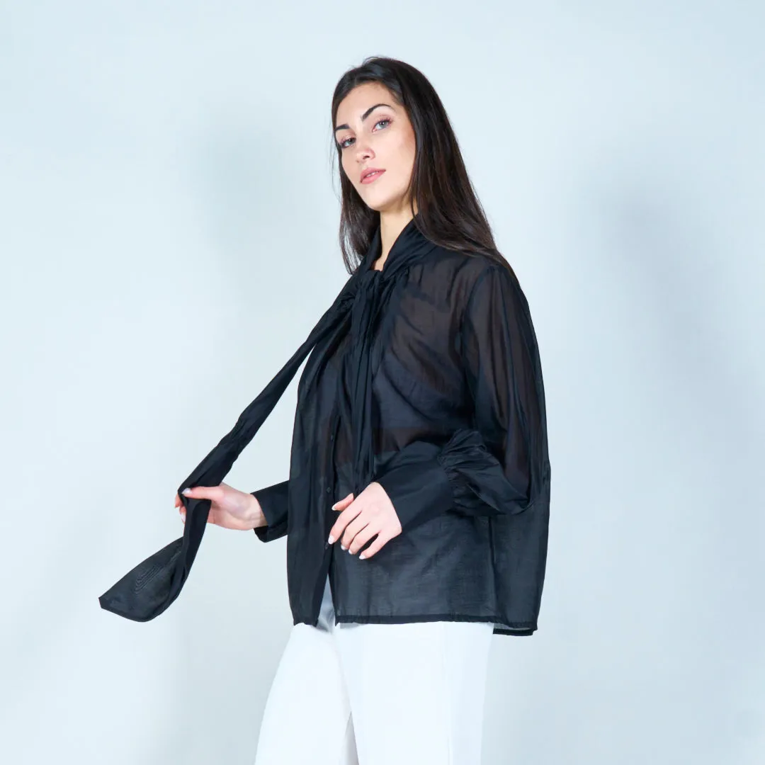 Sophisticated bow tie blouse wholesale