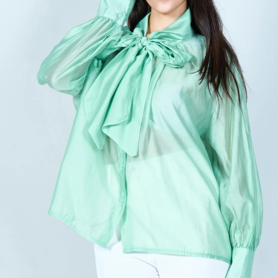 Sophisticated bow tie blouse wholesale