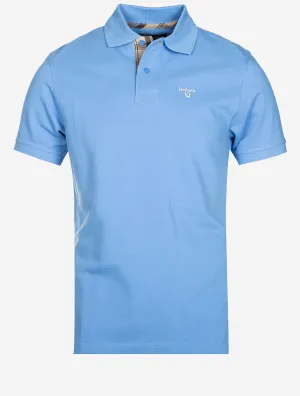 Tartan Cotton Polo Shirt Delft Blue
