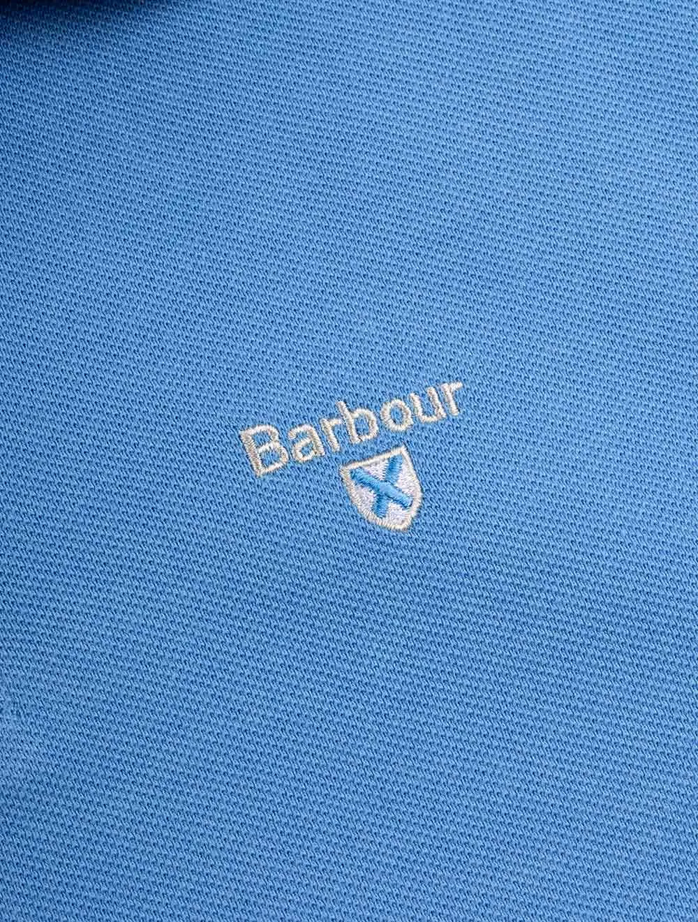 Tartan Cotton Polo Shirt Delft Blue