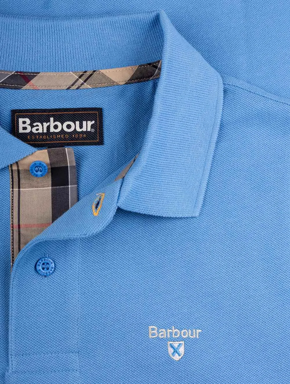 Tartan Cotton Polo Shirt Delft Blue