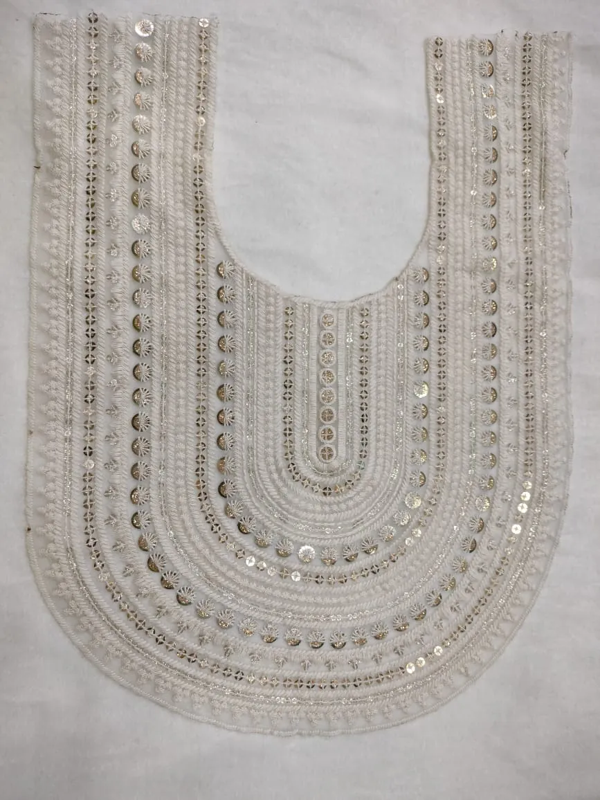 White & Golden Neck Designer Patch