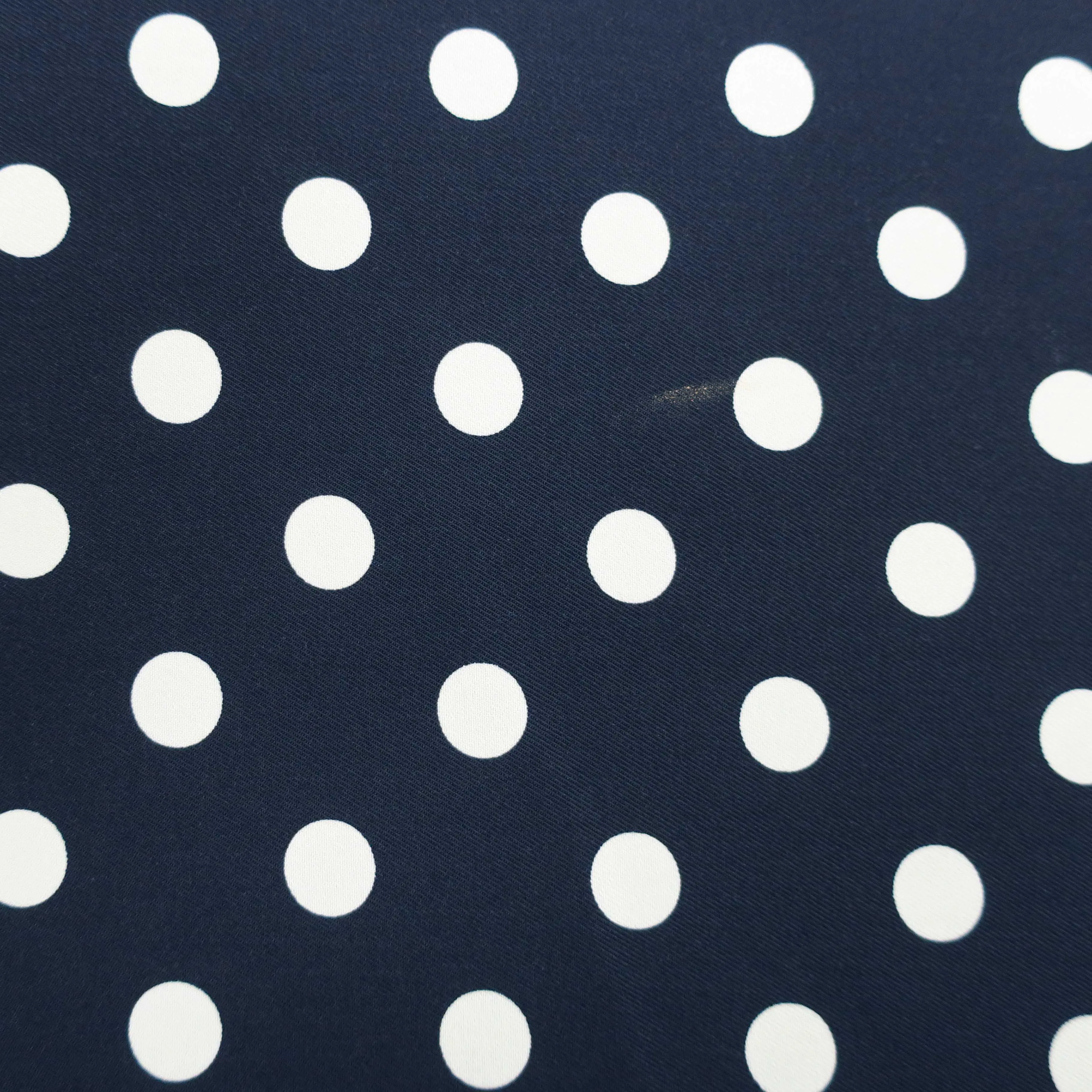 White Circles on Navy Printed Polyester Crepe